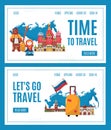 Travel to Russia vector illustration, cartoon flat famous Russian landmark, Moscow architecture, traditional cultural