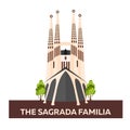 Travel to Spain. Sagrada Familia. Vector flat illustration. Royalty Free Stock Photo