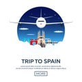 Travel to Spain skyline. Sagrada Familia. Vector flat illustration. Royalty Free Stock Photo