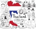 Travel to Thailand Siam doodle drawing icon