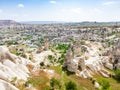 above view of carved houses and Goreme town Royalty Free Stock Photo