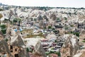 Goreme town with modern and ancient houses Royalty Free Stock Photo