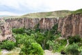 above view of gorge of Ihlara Valley in Cappadocia Royalty Free Stock Photo