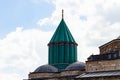 green dome and roof of Rumi Shrine in Konya city