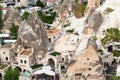 urban houses in rock-cut caves in Goreme town Royalty Free Stock Photo