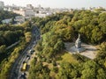 Travel to Ukraine - Aerial view to Saint Vladimir Monument in Kiev city and view of urban park Volodymyrska Hill Saint Volodymyr Royalty Free Stock Photo