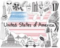 Travel to United state of America doodle drawing icon