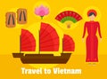 Travel to Vietnam background, flat style