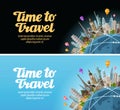 Travel to world. Landmarks on the globe. Journey, vacation