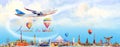 Travel to world. Watercolor painting illustration Royalty Free Stock Photo