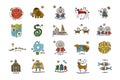 Travel to Yakutia, Russia. Icons Set with yakutian signs for your design