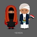 Travel to Yemen. Man and woman in traditional costume.