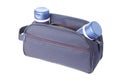 Travel toiletries bag with man`s cosmetics Royalty Free Stock Photo