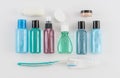 Travel Toiletries on White Background