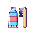 Travel toothbrush RGB color icon Royalty Free Stock Photo