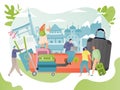 Travel tour concept, people sightseeing landmarks, worldwide destinations, vector illustration