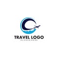 travel and tour global around the world transportation company vector logo design