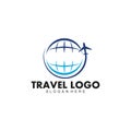 travel and tour global around the world transportation company vector logo design