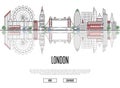 Travel tour to London poster in linear style