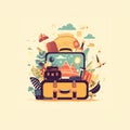 Travel, tourism concept, illustration. AI generative. Advanture