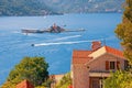 Travel and tourism concept. Montenegro, Perast town. View of Kotor Bay on sunny autumn day Royalty Free Stock Photo