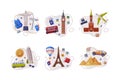 Travel and Tourism with Different City Landmark and Objects Vector Composition Set