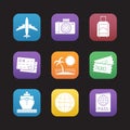 Travel and tourism flat design icons set Royalty Free Stock Photo