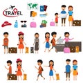 Travel and tourism infographic elements and icon set. The people