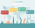 Travel and Tourism. Infographic set with landmarks. Vector