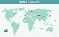 Travel and Tourism. Infographic set with world map and landmarks. Vector Royalty Free Stock Photo