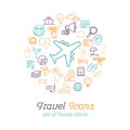 Travel and Tourism line icons set flat design, Logo design template Royalty Free Stock Photo