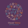 Travel and Tourism line icons set flat design, Logo design template Royalty Free Stock Photo