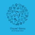 Travel and Tourism line icons set flat design, Logo design template