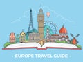 Europe travel tourism type banner flat style vecto