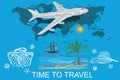 Travel, tourism and vacations concept, sketch, vector illustration Royalty Free Stock Photo