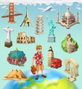 Travel, tourist attraction. 3d vector icon set Royalty Free Stock Photo