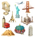 Travel, tourist attraction. vector icon set Royalty Free Stock Photo