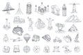 Travel, tourist attraction. vector icon set Royalty Free Stock Photo