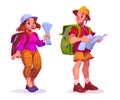 Travel tourist people character with backpack