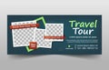 Travel tours corporate banner template, horizontal advertising business banner layout template flat design set