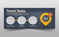 Travel tours corporate banner template, horizontal advertising business banner layout template flat design set