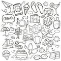 Travel Traditional Doodle Icons Sketch Hand Made Design Vector