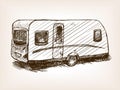 Travel trailer hand drawn sketch vector