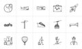 Travel and transport hand drawn outline doodle icon set. Royalty Free Stock Photo