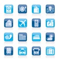 Travel, transportation and vacation icons