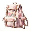 Travel traveling backpack watercolor illustration, travel clipart