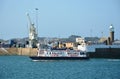 A Travel Trident passenger ferry to Herm Island arriving at St Peter Port, Guernsey, Channel Islands Royalty Free Stock Photo