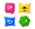 Travel trip icon. Airplane, world globe symbols. Vector Royalty Free Stock Photo