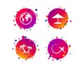 Travel trip icon. Airplane, world globe symbols. Vector Royalty Free Stock Photo