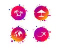 Travel trip icon. Airplane, world globe symbols. Vector Royalty Free Stock Photo